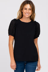 Black Eyelet Lace Sleeve Blouse