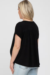 Black Short Sleeve Curved Hem Maternity Top