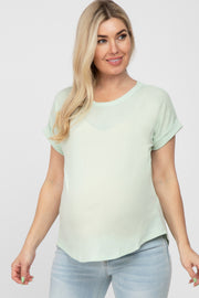 Mint Short Sleeve Curved Hem Maternity Top