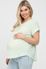 Mint Short Sleeve Curved Hem Maternity Top