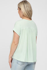 Mint Short Sleeve Curved Hem Maternity Top