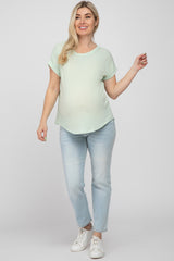 Mint Short Sleeve Curved Hem Maternity Top