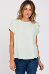 Mint Short Sleeve Curved Hem Maternity Top