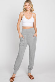 Heather Grey Foldover Joggers