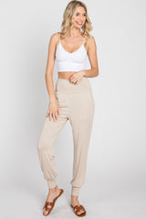 Beige Foldover Joggers