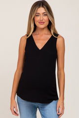 Black V-Neck Maternity Tank Top