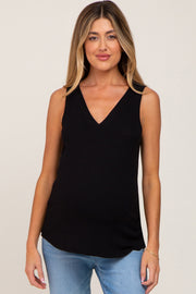 Black V-Neck Maternity Tank Top