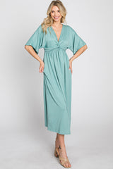 Jade Knotted Front Short Sleeve Midi Dress