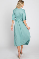 Jade Knotted Front Short Sleeve Midi Dress