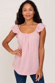 Light Pink Flutter Sleeve Top