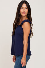 Navy Flutter Sleeve Top