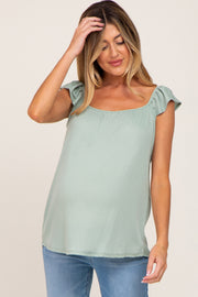 Sage Flutter Sleeve Maternity Top