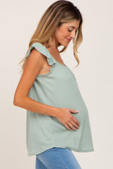 Sage Flutter Sleeve Maternity Top