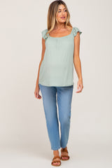 Sage Flutter Sleeve Maternity Top