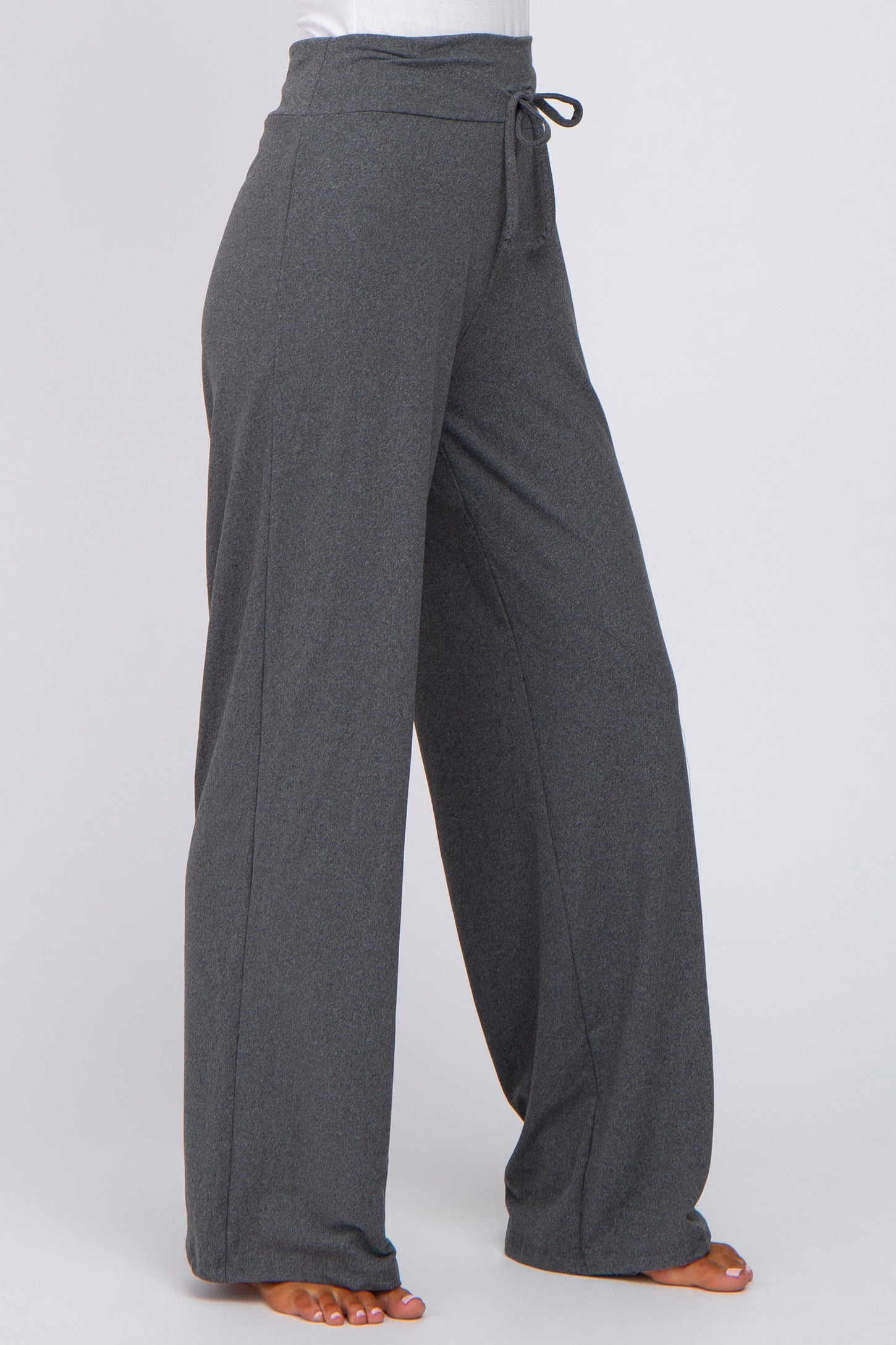Charcoal Side Pocket Drawstring Ankle Tie Maternity Lounge Pants– PinkBlush