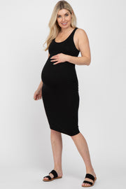 Black Sleeveless Racerback Maternity Dress