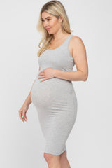 Heather Grey Sleeveless Racerback Maternity Dress