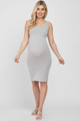 Heather Grey Sleeveless Racerback Maternity Dress