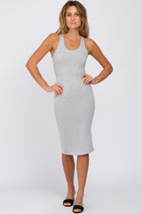 Heather Grey Sleeveless Racerback Maternity Dress