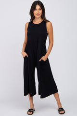 Black Wide Leg Crop Jumpsuit