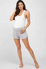 Heather Grey Soft Knit Maternity Lounge Shorts