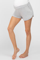 Heather Grey Soft Knit Maternity Lounge Shorts