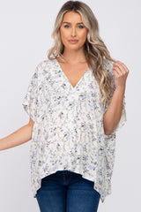 Cream Floral V-Neck Dolman Sleeve Maternity Top