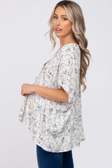 Cream Floral V-Neck Dolman Sleeve Maternity Top