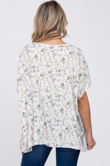 Cream Floral V-Neck Dolman Sleeve Maternity Top