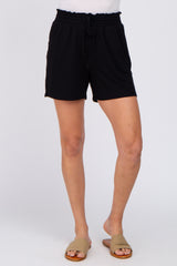 Black Smocked Waist Shorts