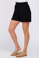 Black Smocked Waist Shorts