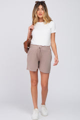 Mocha Smocked Waist Maternity Shorts