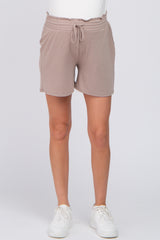 Mocha Smocked Waist Maternity Shorts