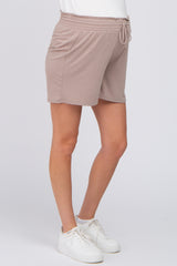 Mocha Smocked Waist Maternity Shorts