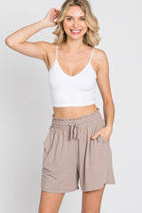 Mocha Smocked Waist Maternity Shorts