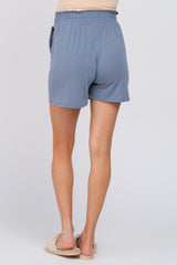 Blue Smocked Waist Maternity Shorts