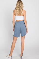 Blue Smocked Waist Shorts