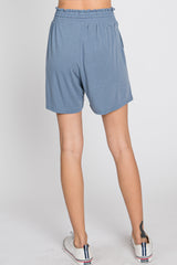 Blue Smocked Waist Shorts