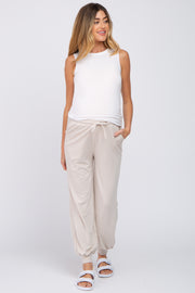 Beige Maternity Jogger Pants