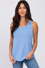 Blue V-Neck Tank Top