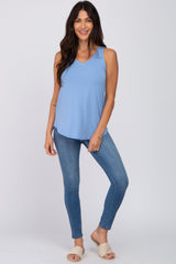 Blue V-Neck Tank Top