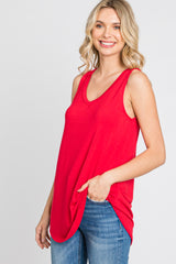 Red V-Neck Tank Top