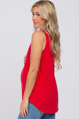 Red V-Neck Maternity Tank Top