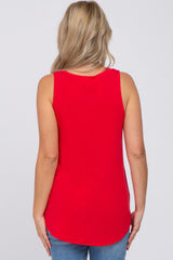 Red V-Neck Maternity Tank Top