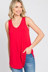 Red V-Neck Maternity Tank Top