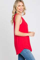 Red V-Neck Tank Top