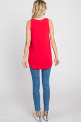 Red V-Neck Tank Top