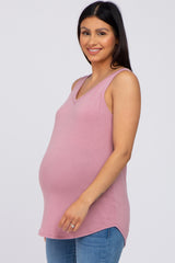 Mauve V-Neck Maternity Tank Top