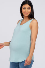 Mint Green V-Neck Maternity Tank Top