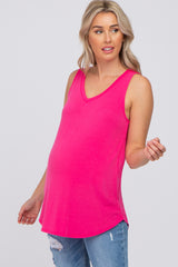 Fuchsia V-Neck Maternity Tank Top